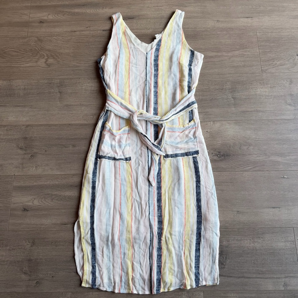 EUC Tribal.jeans midi striped dress - size petite small
